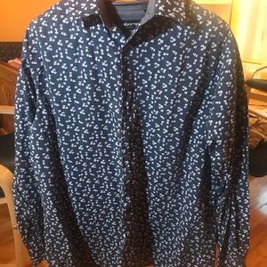 Claiborne Blue Cornflowers Casual Button Up Shirt